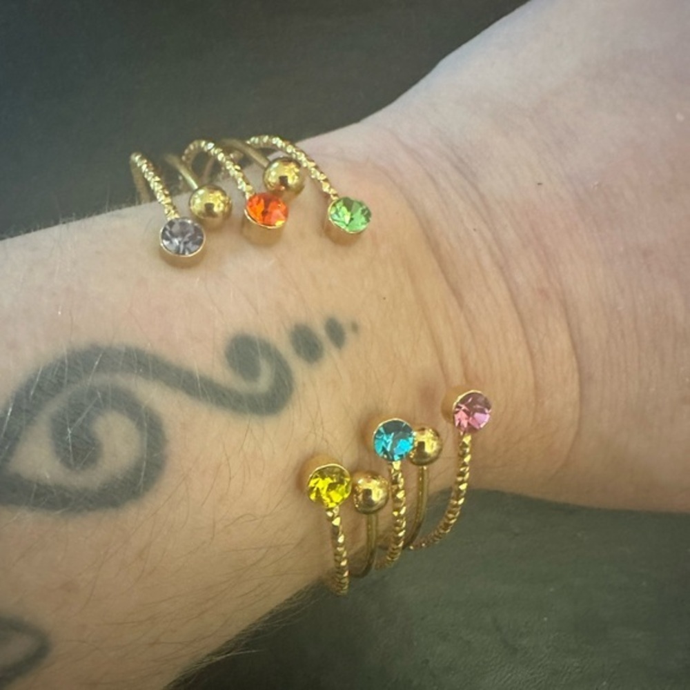 Multicolor Rhinestone Gold Bangle Bracelet
